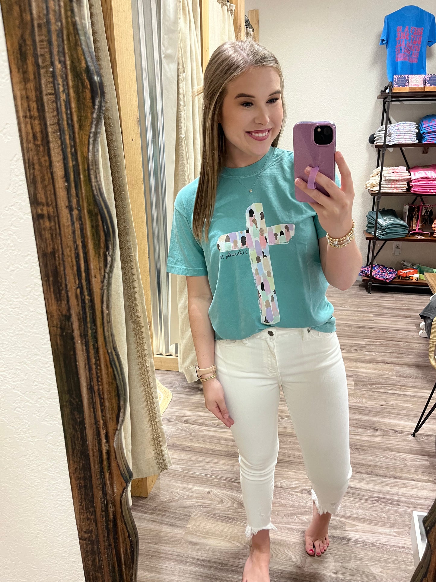 Brushed People Cross with Verse | Seafoam