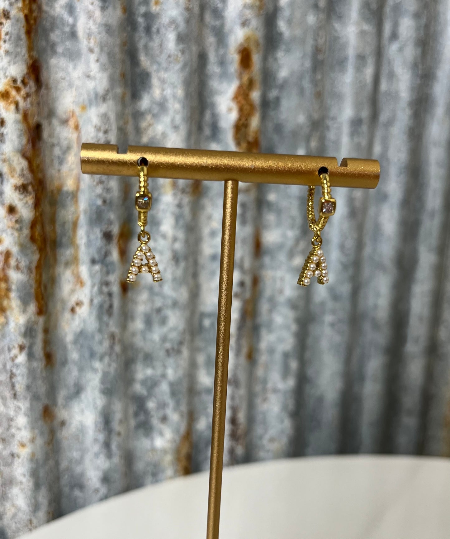 Pearl Initial Earrings