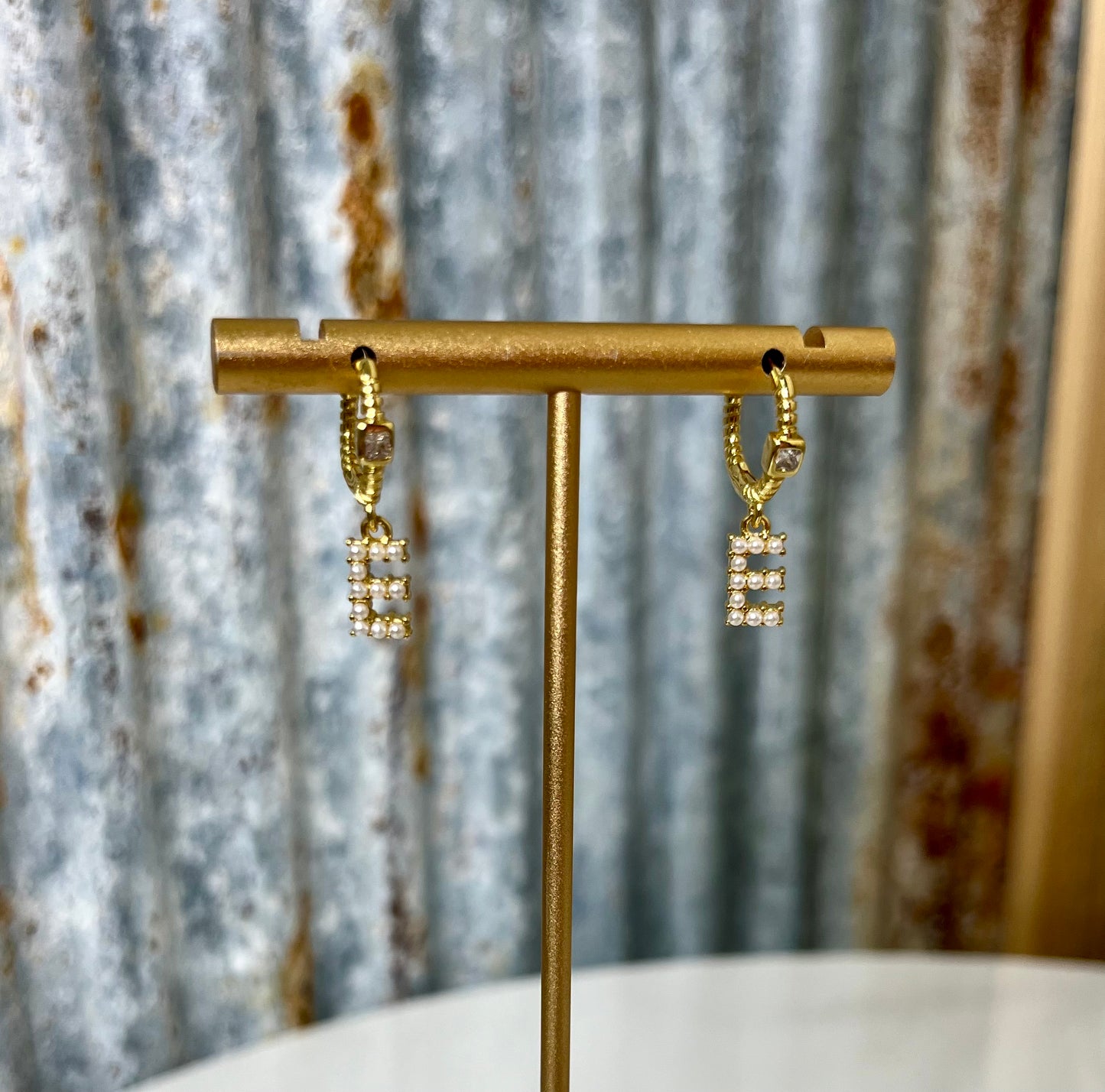 Pearl Initial Earrings