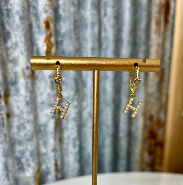 Pearl Initial Earrings