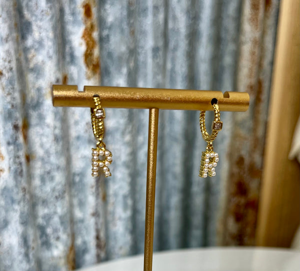 Pearl Initial Earrings