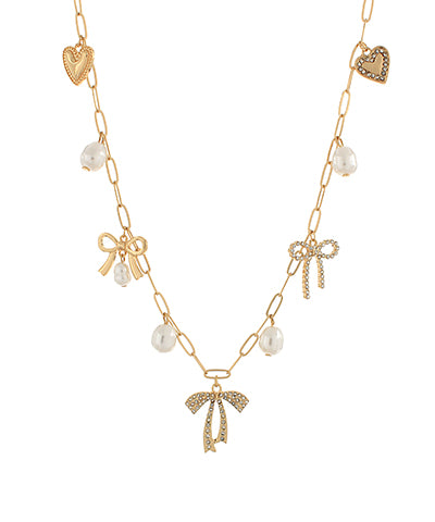 Gemma Pearl & Bow Necklace