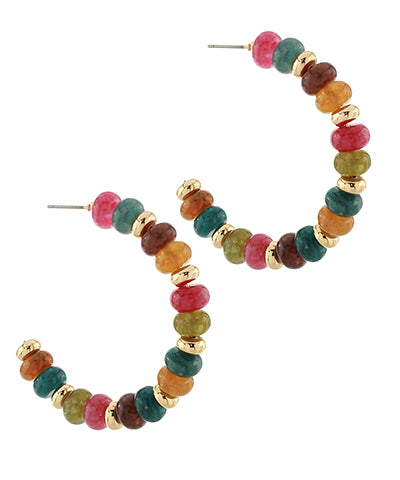 Cecilia Semi Stone Hoops