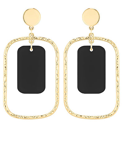 Kehlani Rectangle Drop Earrings| Black