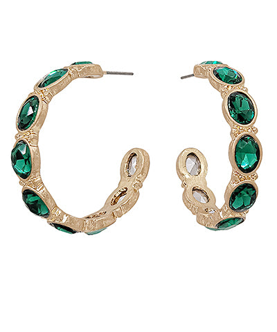 Elsie Glass Bead Hoops| Emerald Green