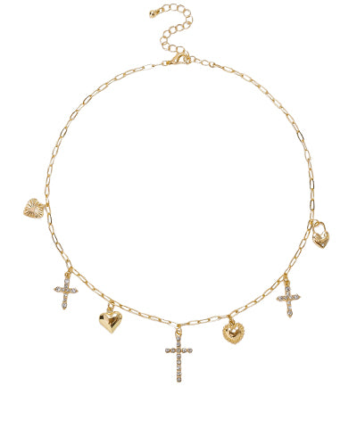 Lyra Cross Charm Necklace