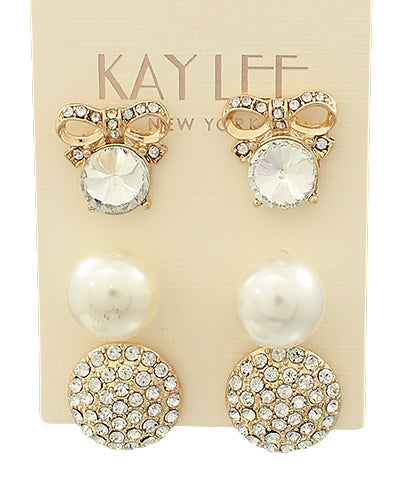 Nellie Crystal & Pearl Earring Set
