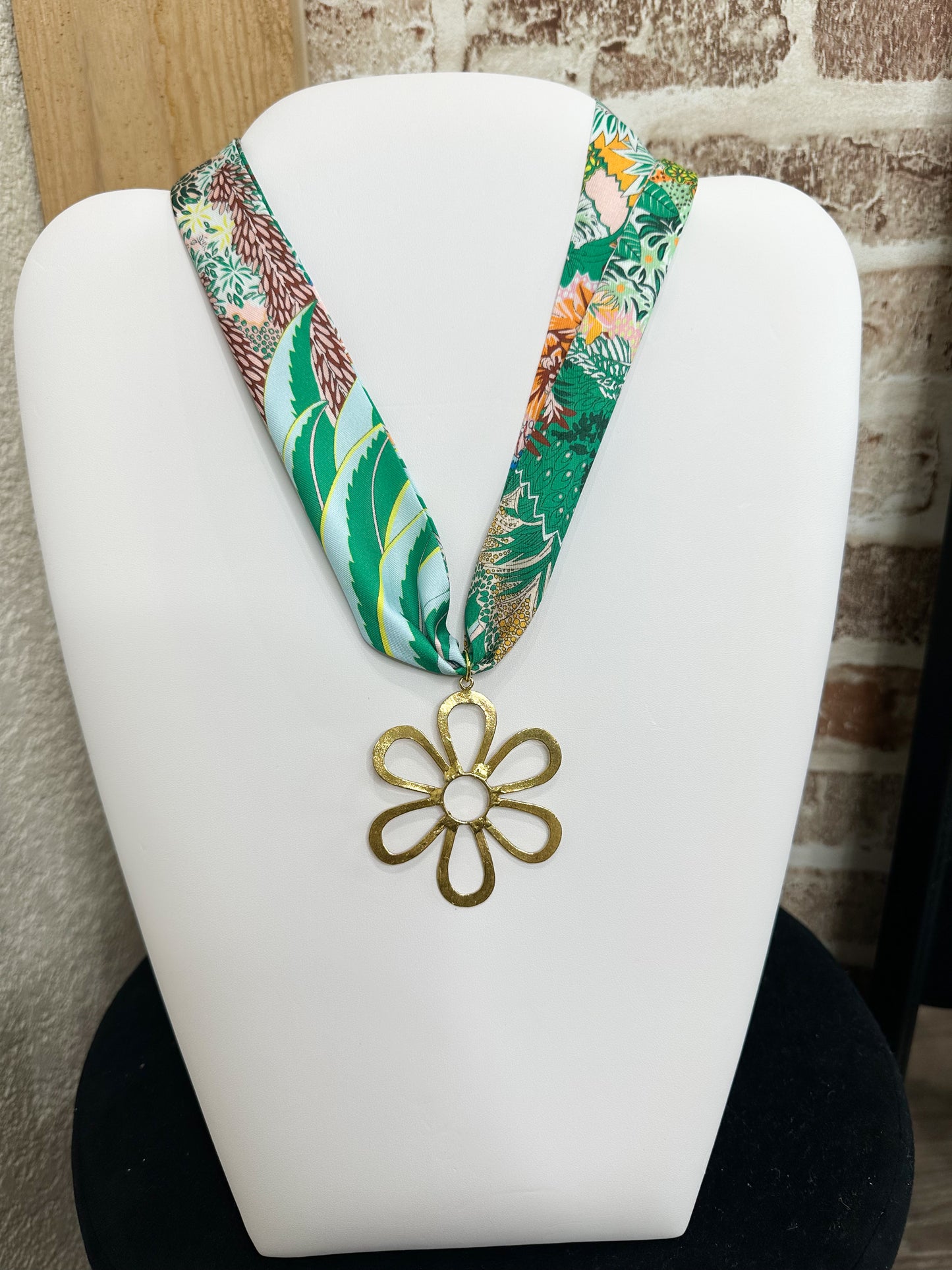 Multi Color Flower Scarf Necklace