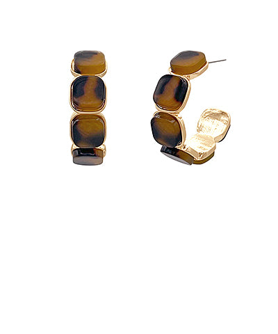 Ella Tortoise Square Hoops