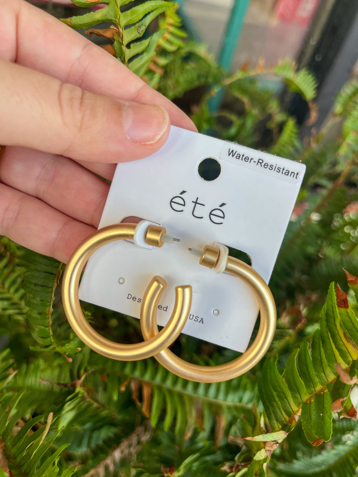 Matte Gold Hoops