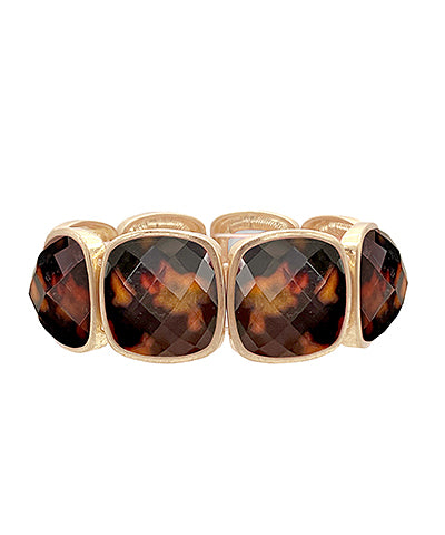 Square Stoned Statement Bracelet- Tortoise