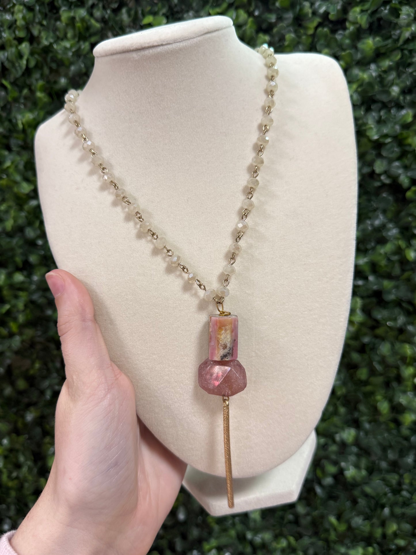 Crystal Beaded Pink Pendant