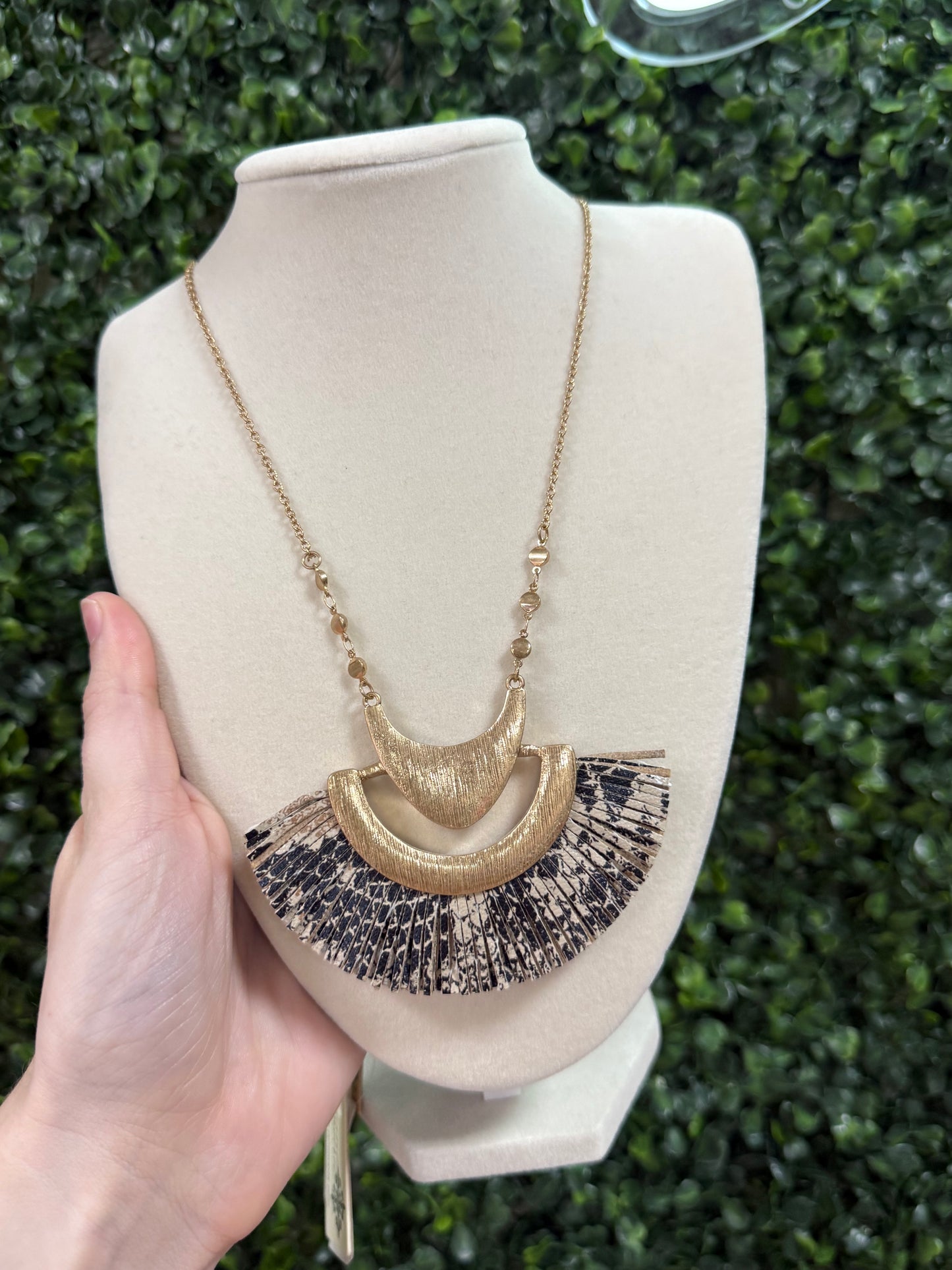 Gold Snakeskin Half Circle Necklace