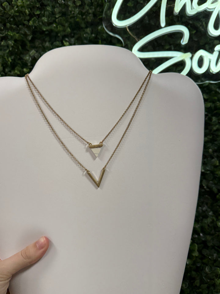 Gold Two layer chain triangle