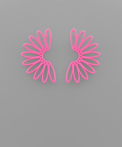 Fuchsia Daisy Open Half Earrings