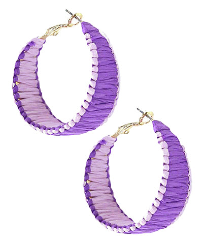 Two Toned Edge Accent Raffia Hoops