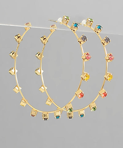 Multi Stone Gold Hoops