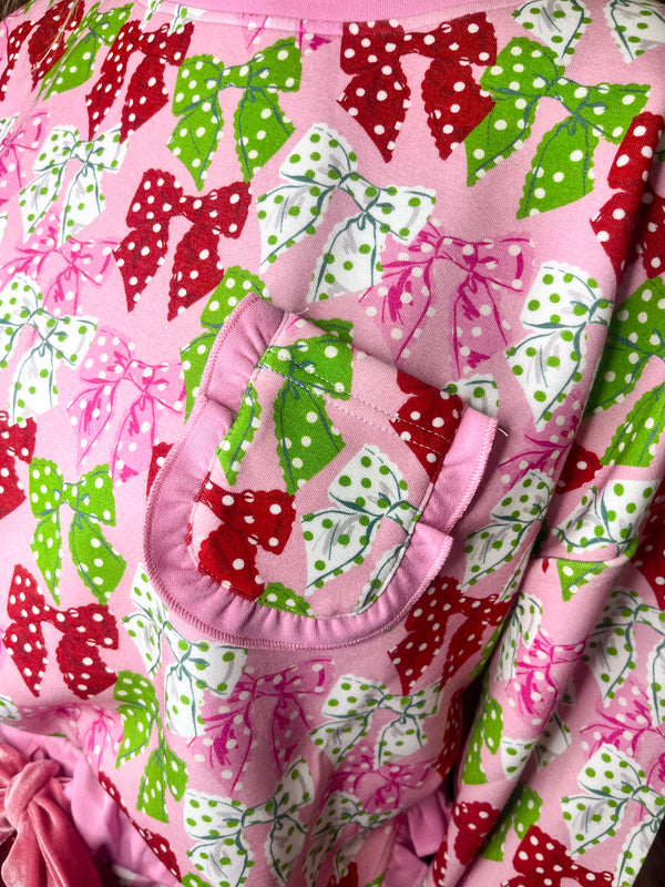 SIMPLY SOUTHERN DOTS RUFFLE PJ SHORTS & LONG SLEEVE T-SHIRT SET