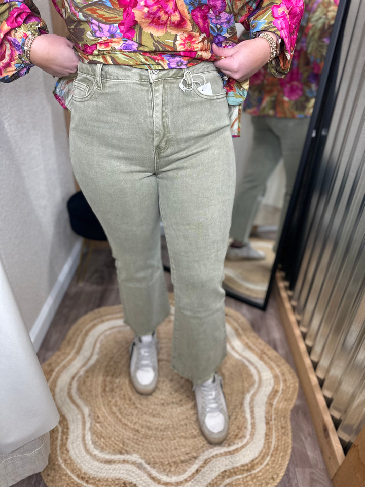 Lt Olive | Skye Acid Washed Jeans