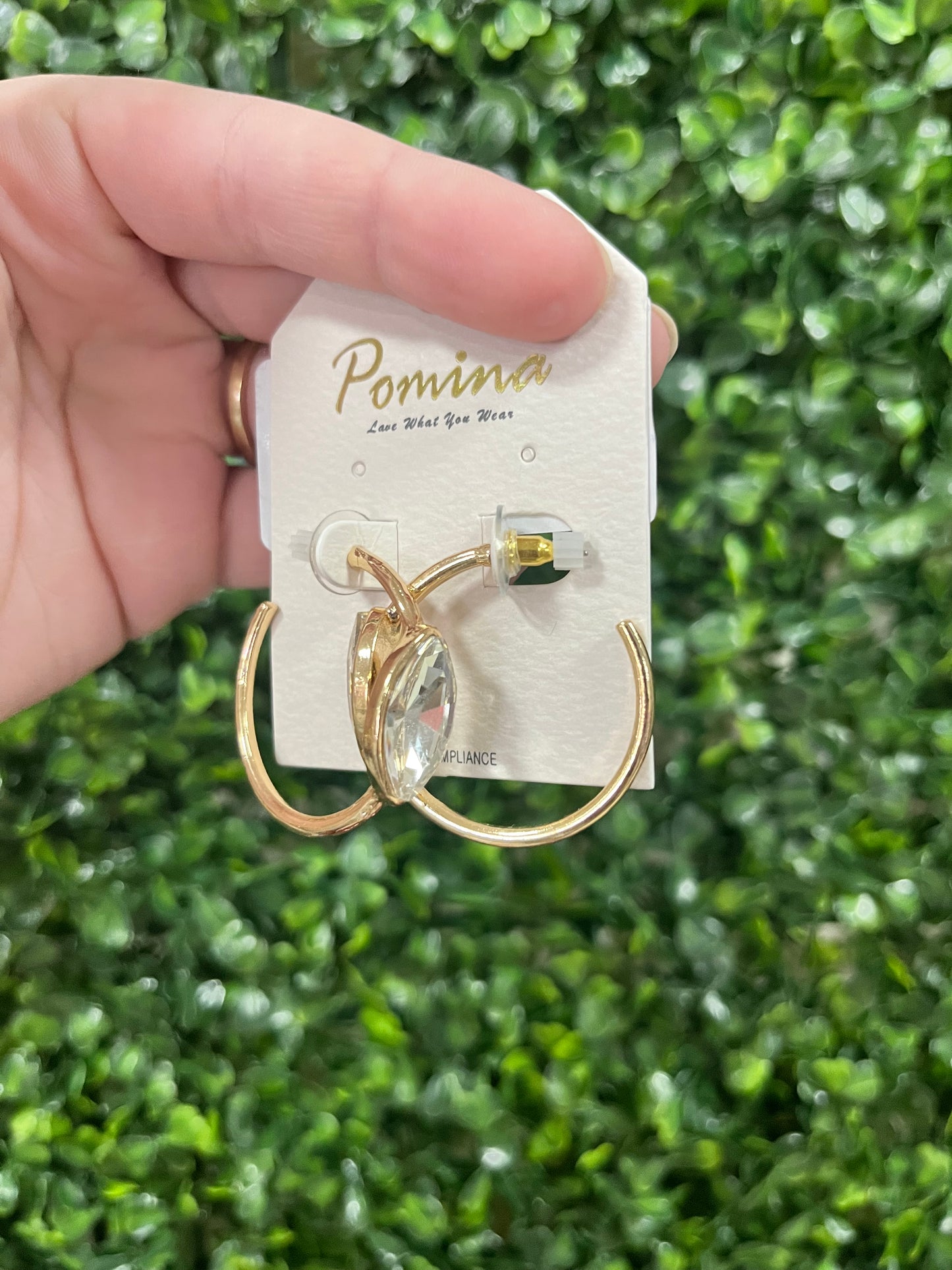 OPEN HOOP CRYSTAL IN CENTER EARRINGS