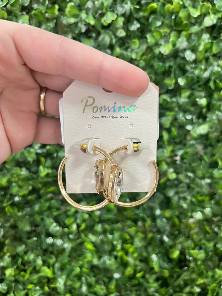 OPEN HOOP CRYSTAL IN CENTER EARRINGS