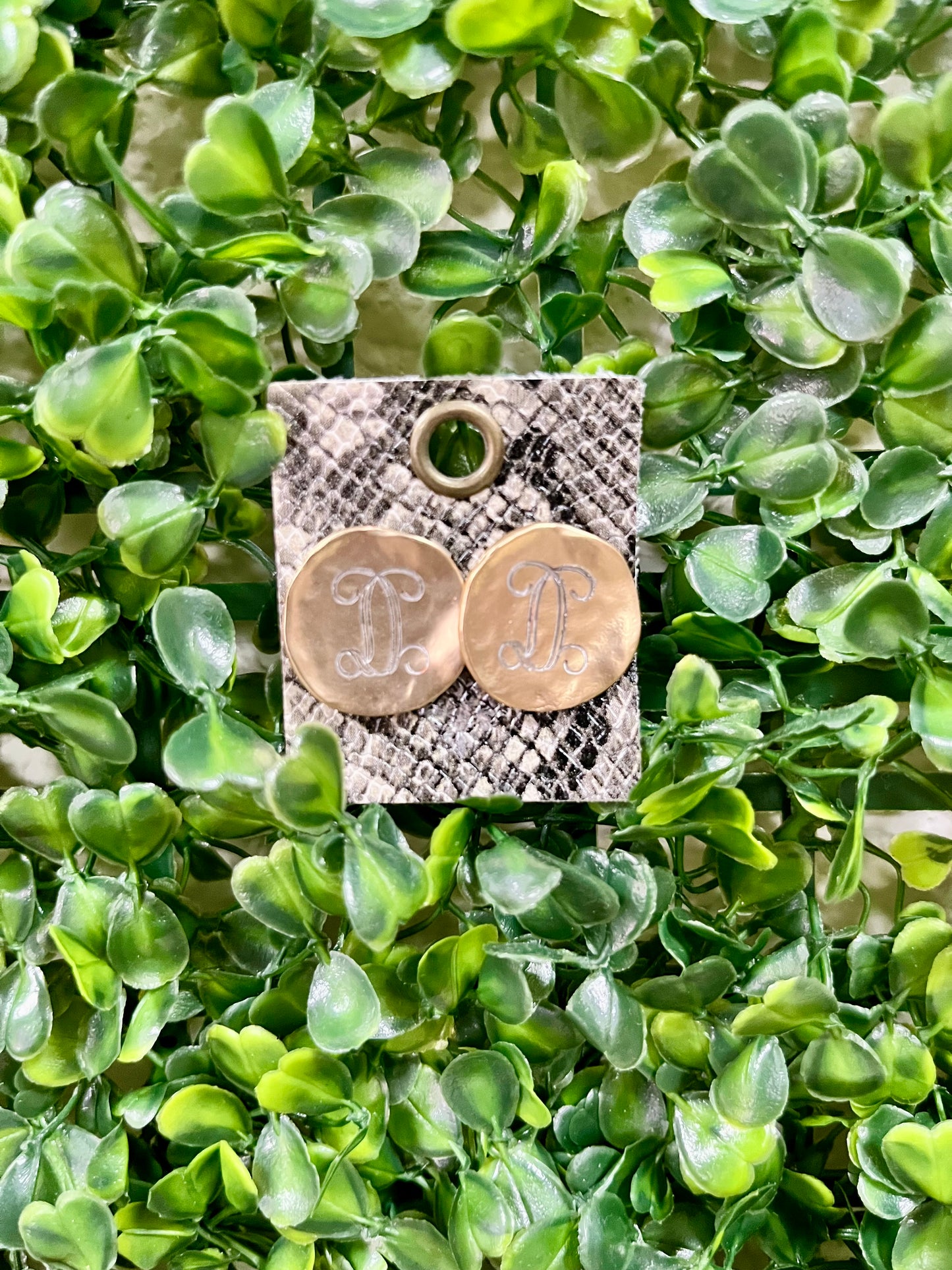 Antique Gold Initial Earrings