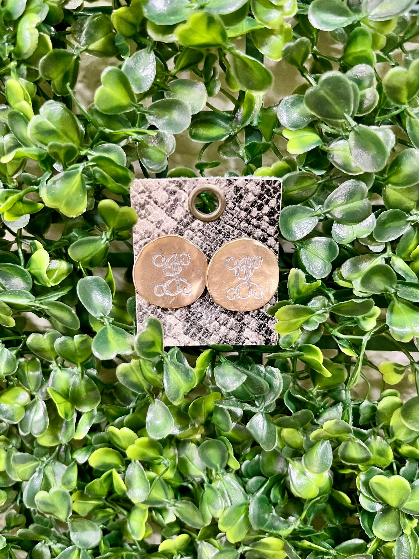 Antique Gold Initial Earrings