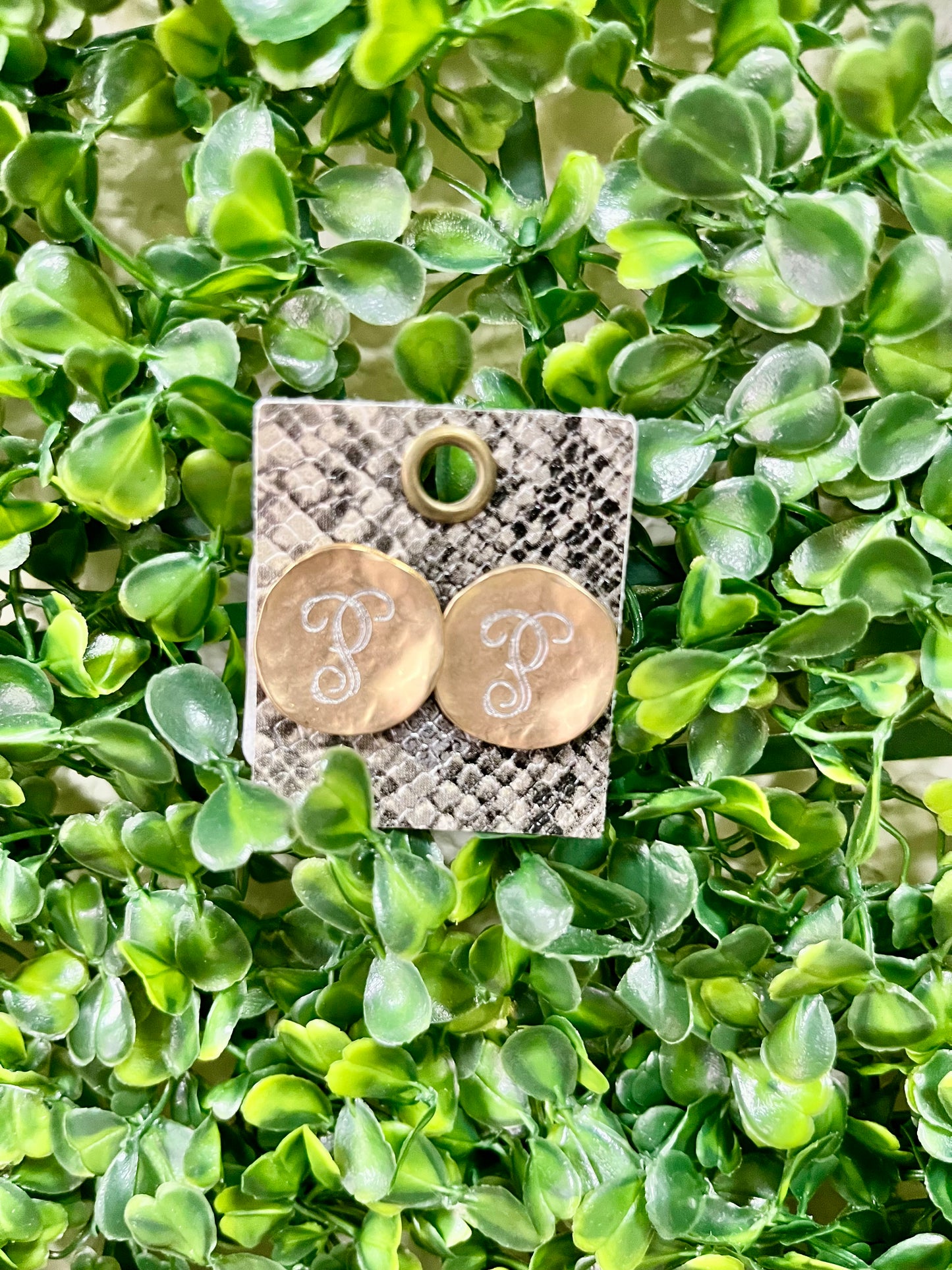 Antique Gold Initial Earrings