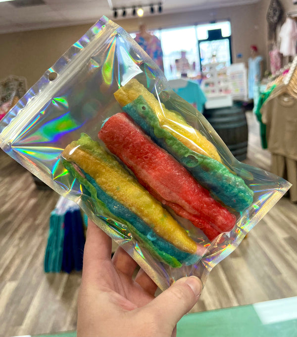 Freeze Dried Fruit Roll Ups Stuffed with Cotton Candy