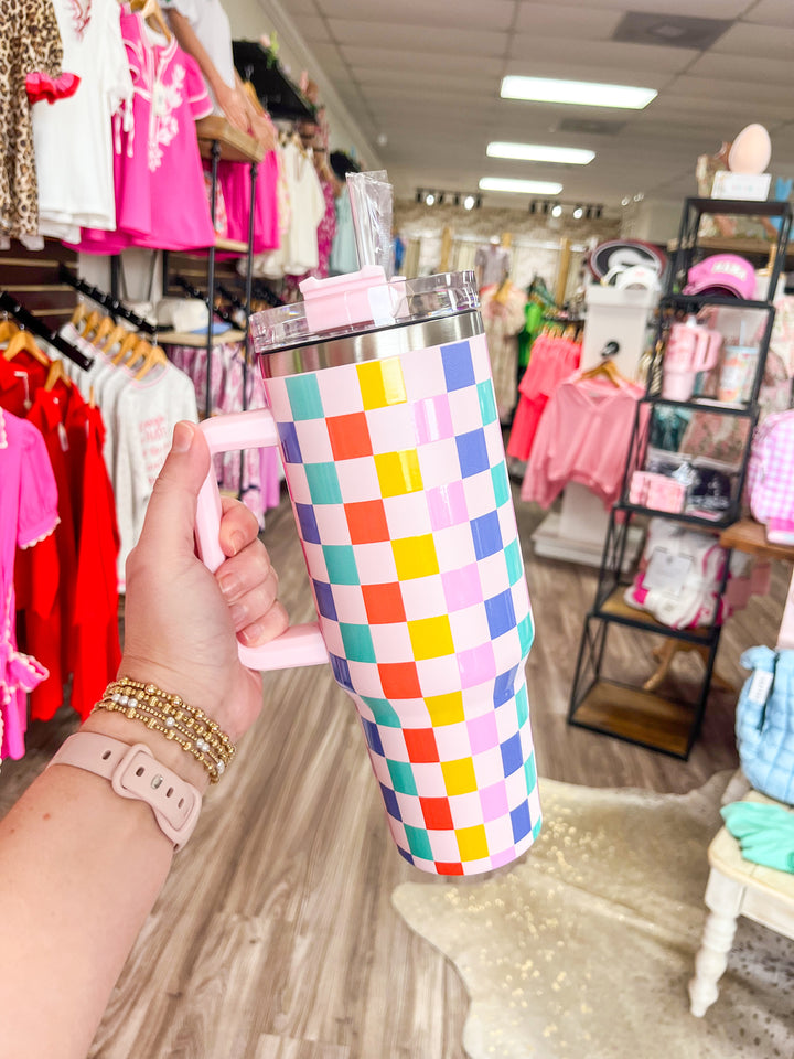Multicolored Checkered 40oz Tumbler