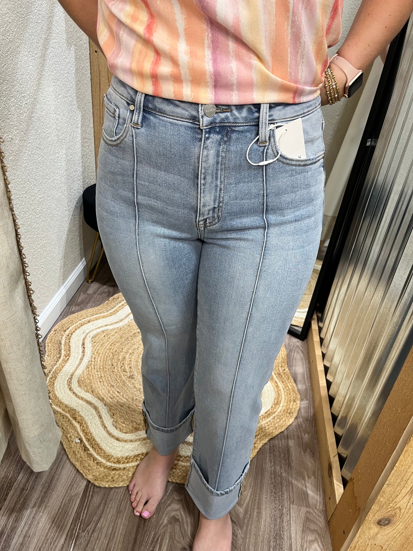 Jenny High Rise Wide Cuff Jeans