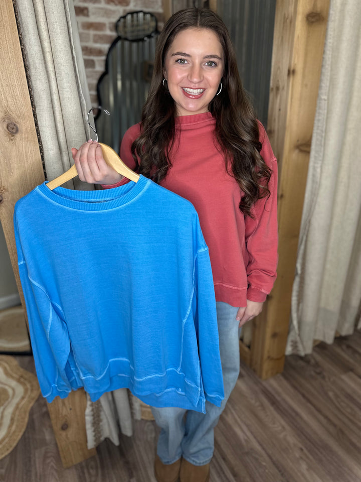 RUBY | FRENCH TERRY PIGMENT DYE & ENZYME WASHING PULLOVER