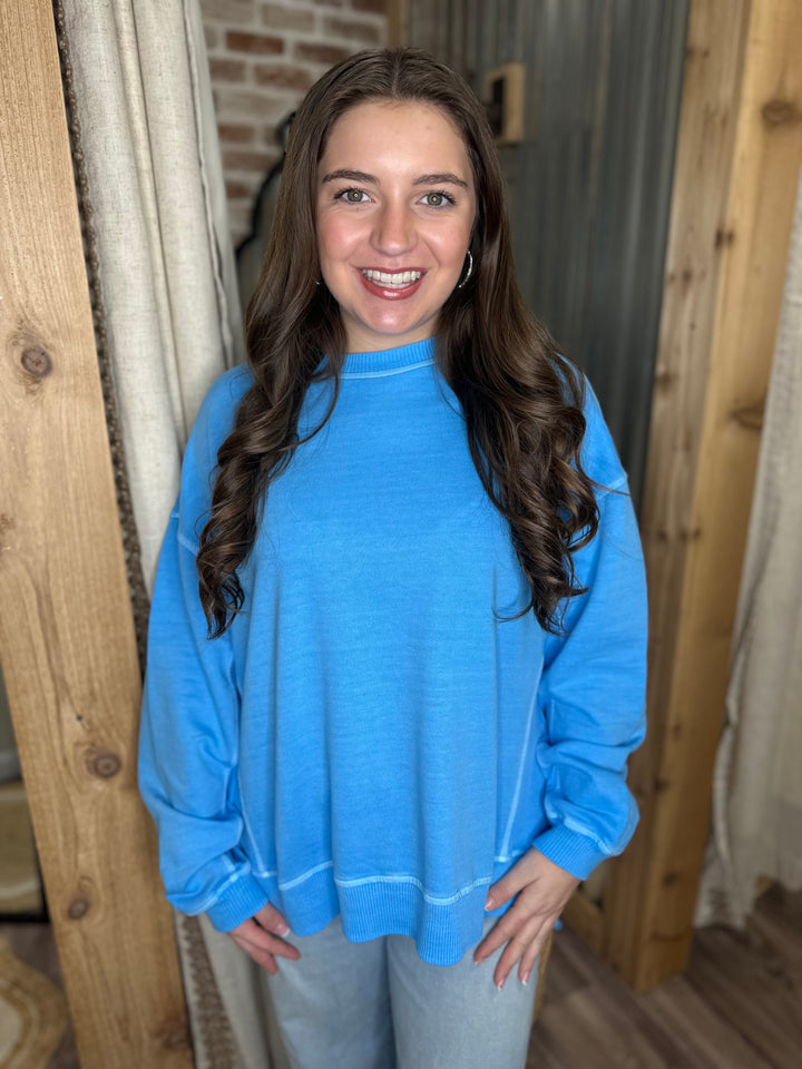 DEEP SKY | FRENCH TERRY PIGMENT DYE & ENZYME WASHING PULLOVER