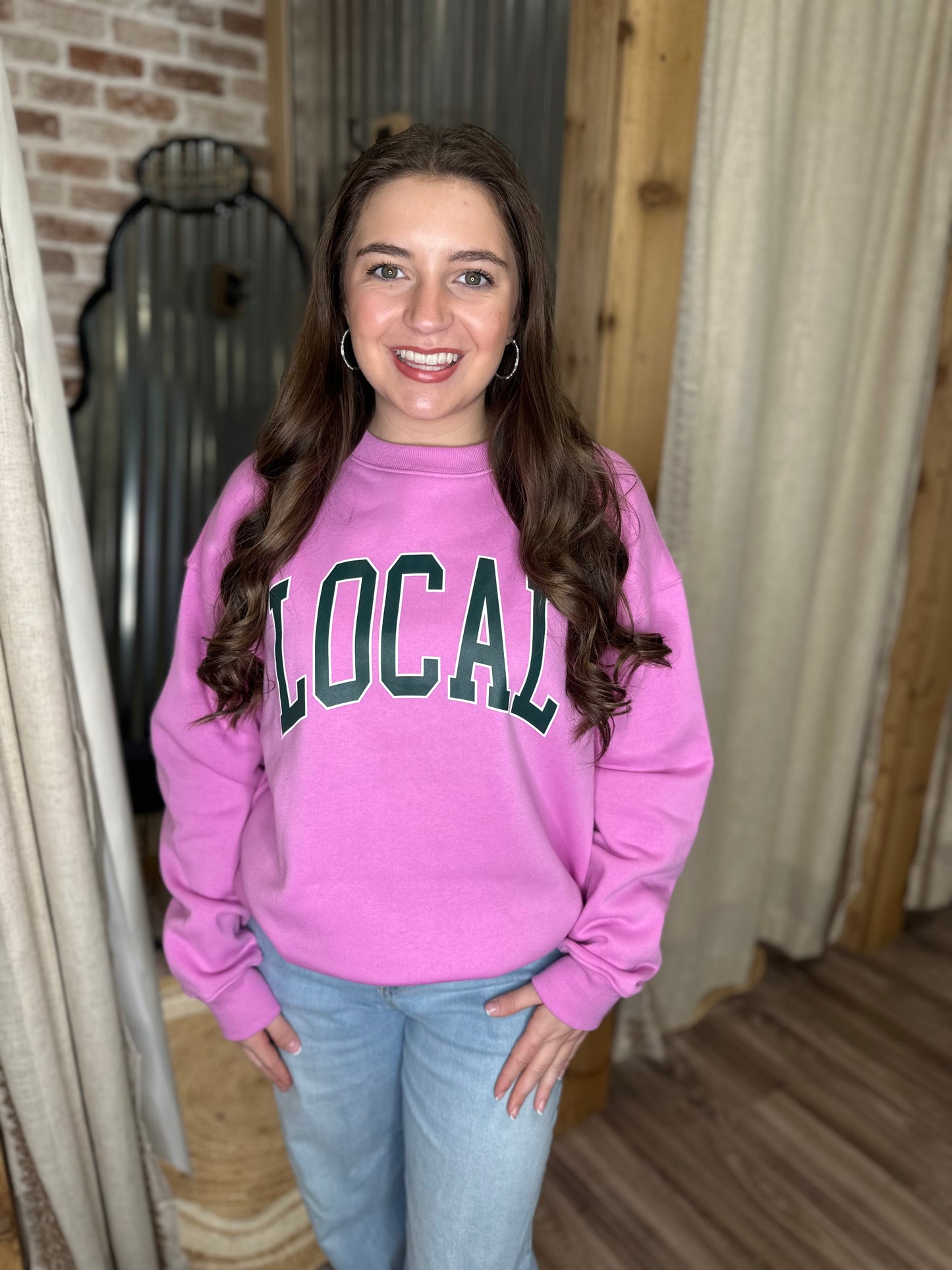 "LOCAL" PRINTED FLEECE ROUND NECK SWEATSHIRTS