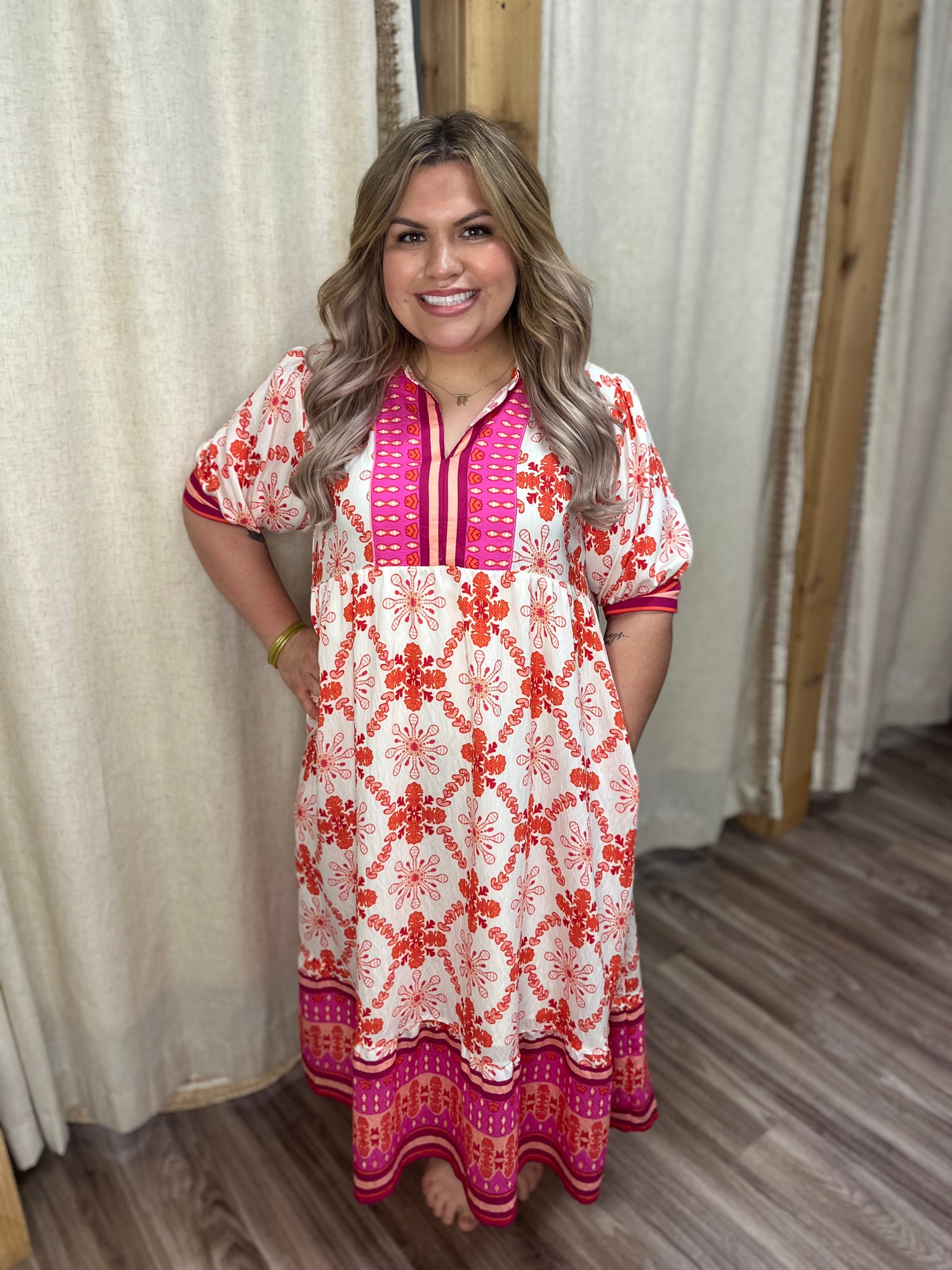 Blushing Breeze Midi Dress| Curvy  Uniquely Southern Boutique & Gift