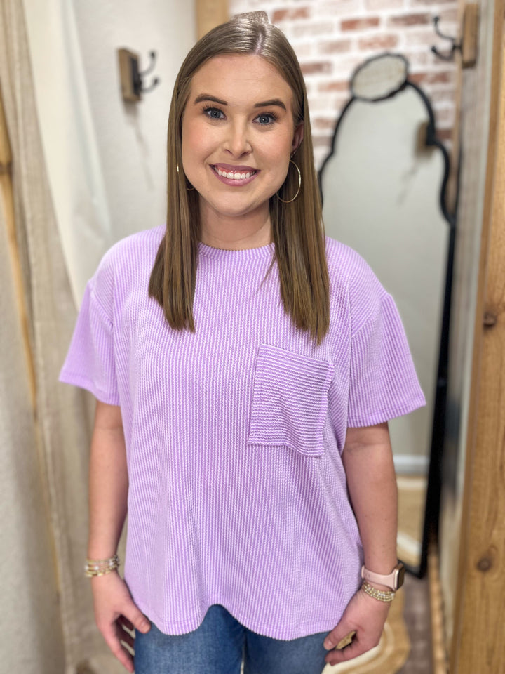 Sadie Raised Ribbed Top| Lavender