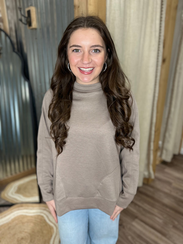 COCOA | SCUBA ROUND NECK PULLOVER WITH SIDE SLITS