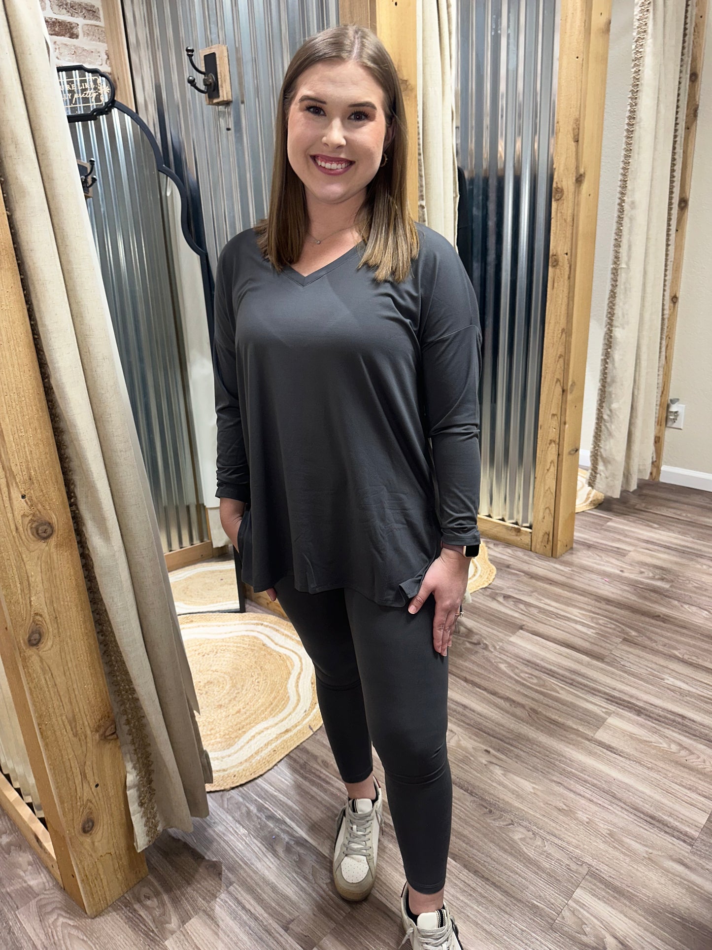 ASH GREY | BRUSHED MICROFIBER LOUNGEWEAR SET