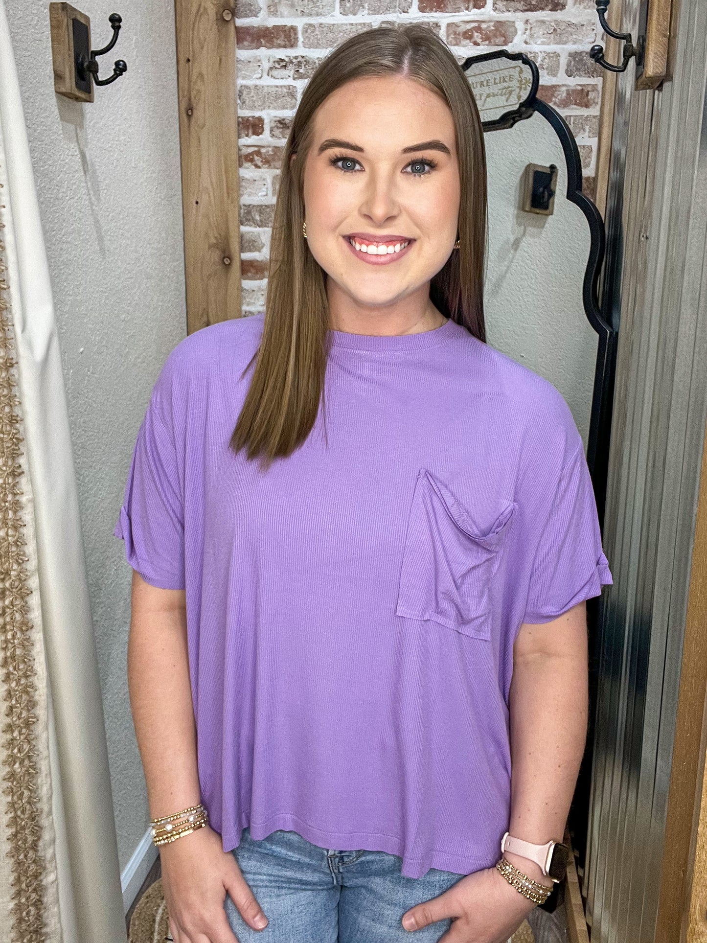 Lillian Oversized Ribbed Top| Lavender