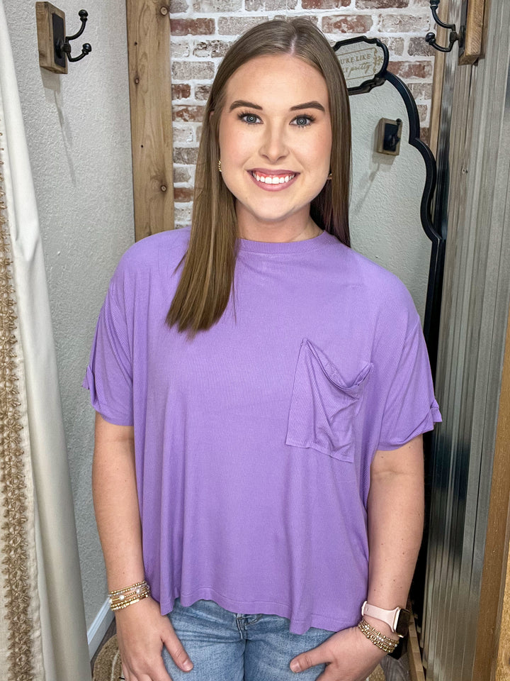 Lillian Oversized Ribbed Top| Lavender