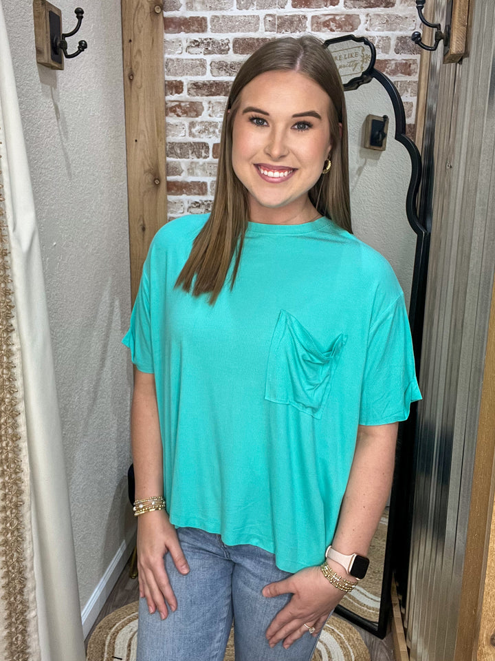 Lillian Oversized Ribbed Top| Mint