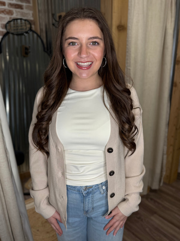 SAND BEIGE | VISCOSE SWEATER CARDIGAN