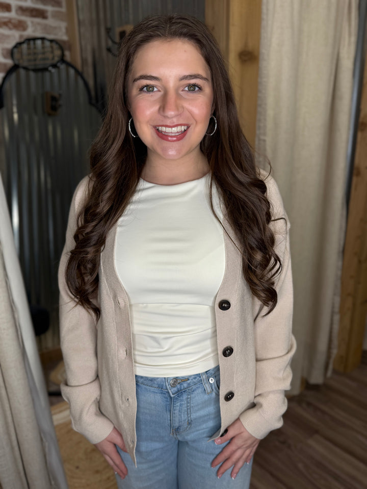 SAND BEIGE | VISCOSE SWEATER CARDIGAN