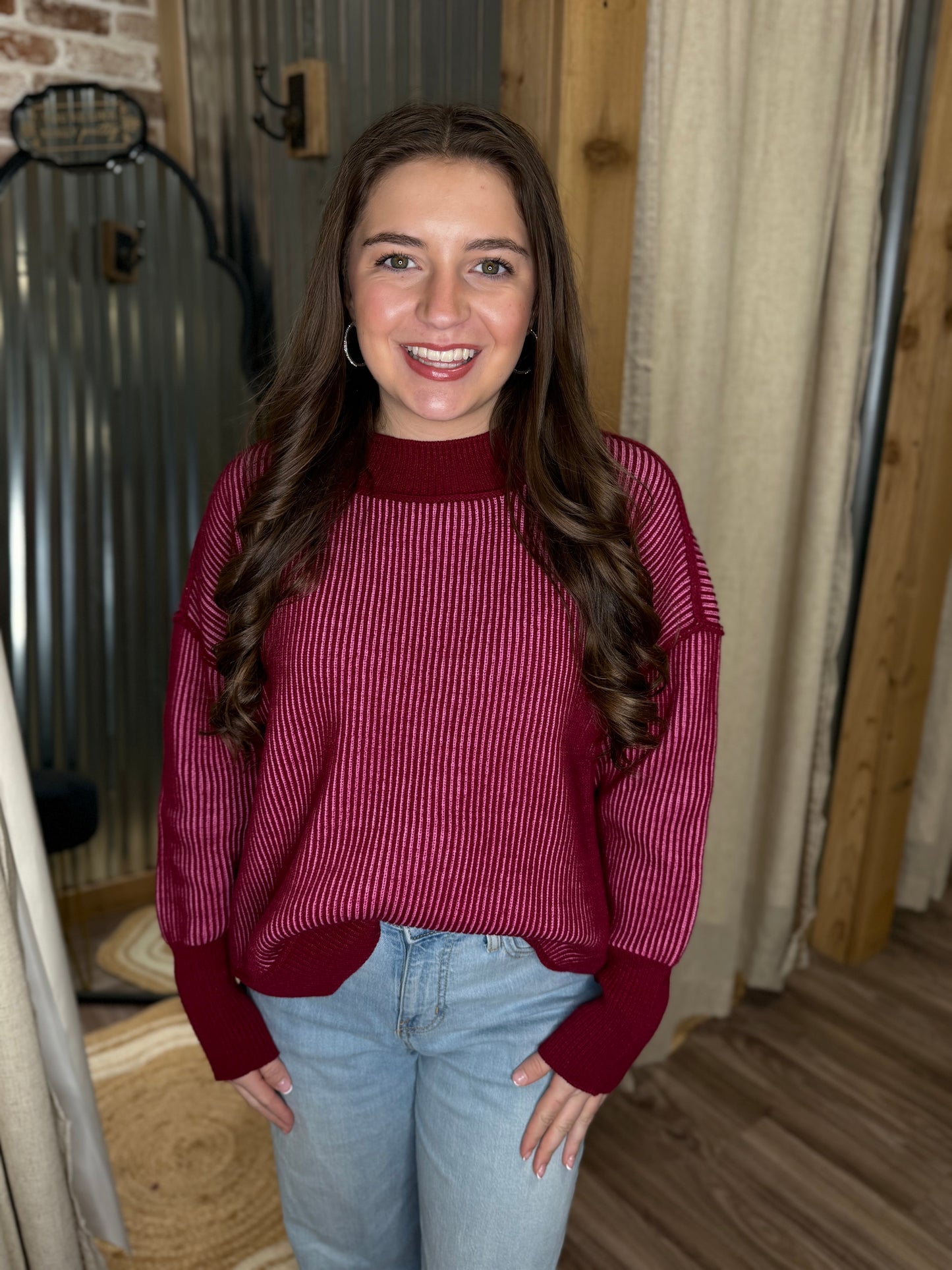 PINK | SEAM TWO TONE SWEATER