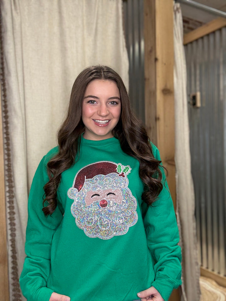 Sequin Santa Head Sweatshirt