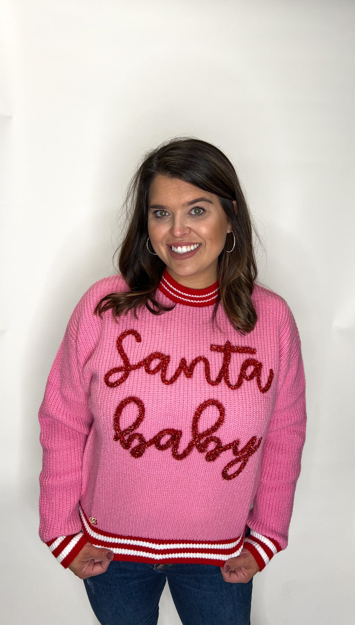 Simply Southern Santa Baby Striped Sweater