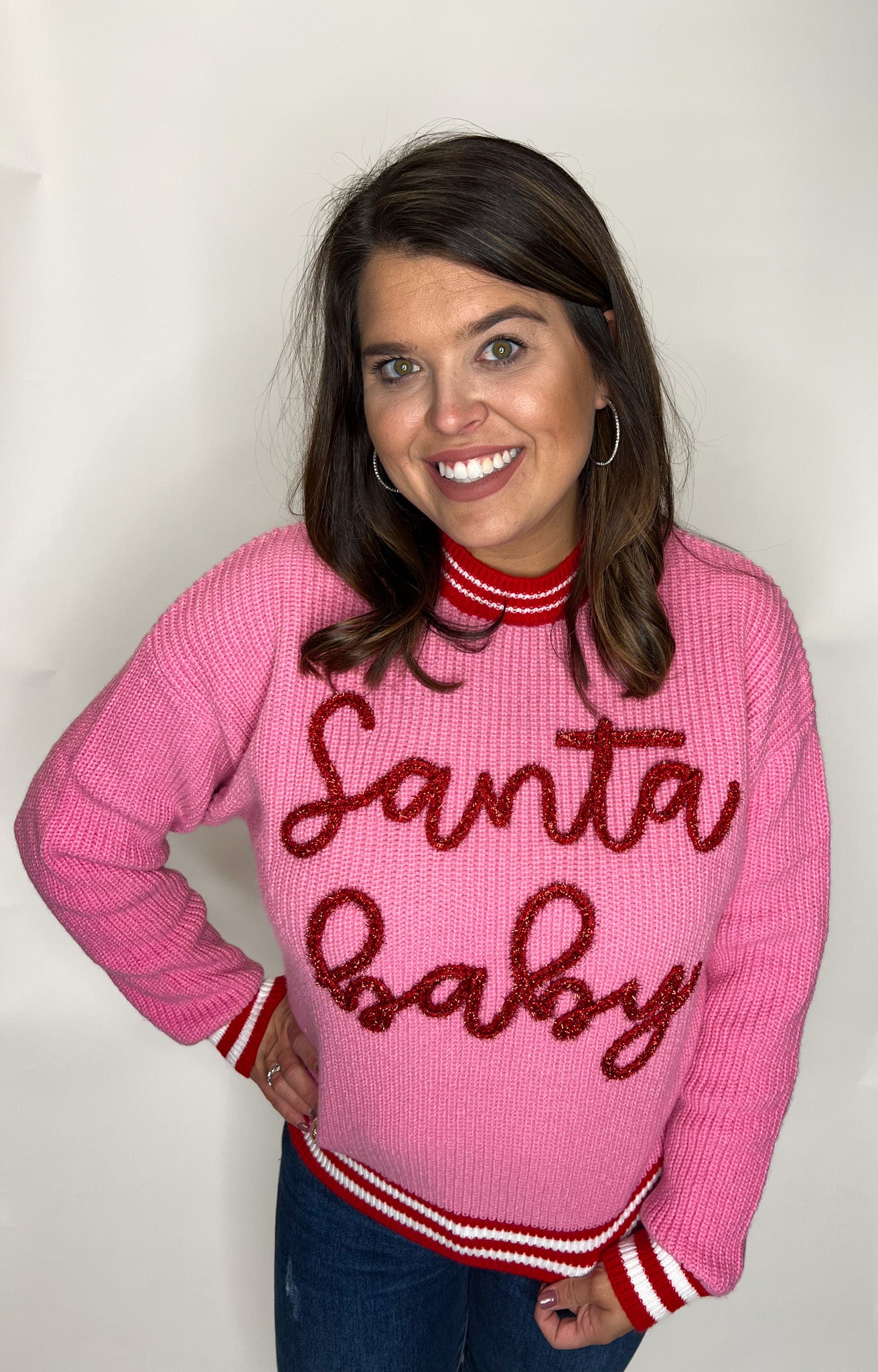 Simply Southern Santa Baby Striped Sweater