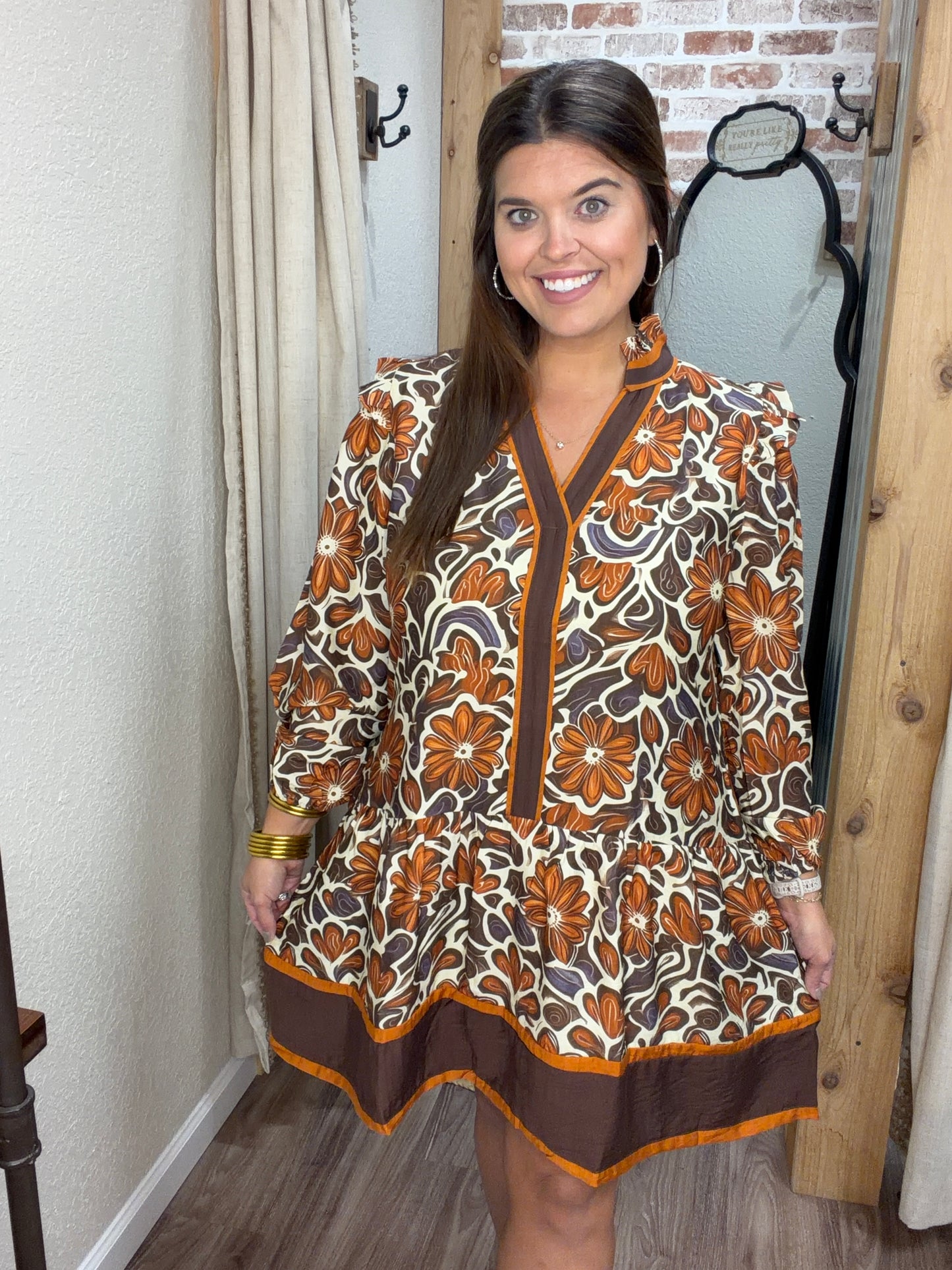 Garden Whispers Brown Mix Dress