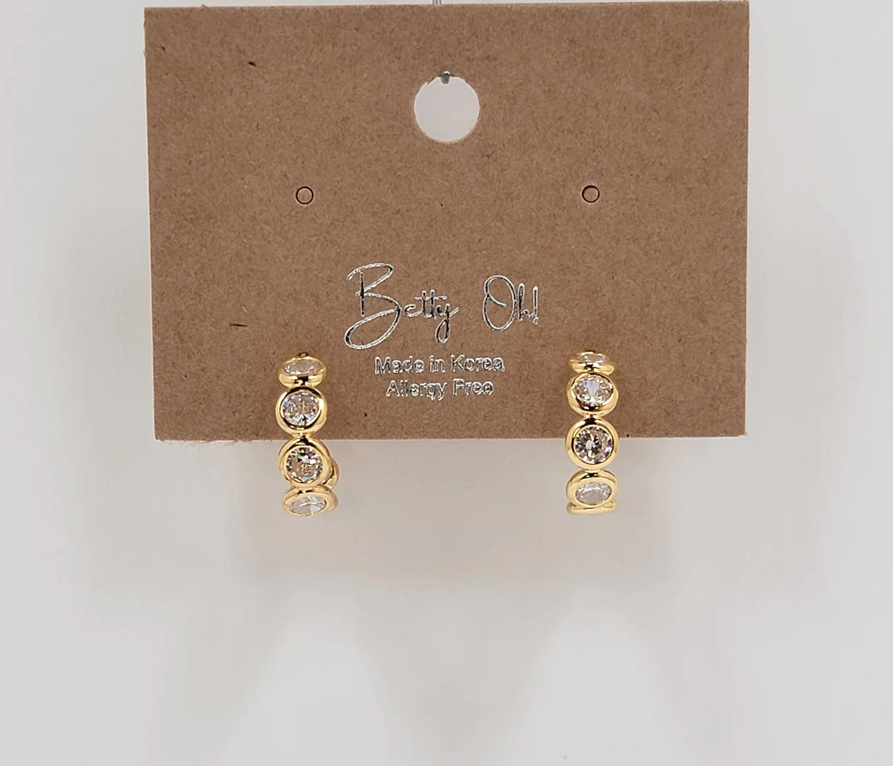 Small Hoop Earrings With Bezeled Diamonds