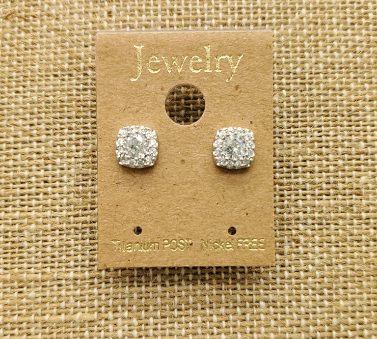 Mini Square Diamond Studded Earrings